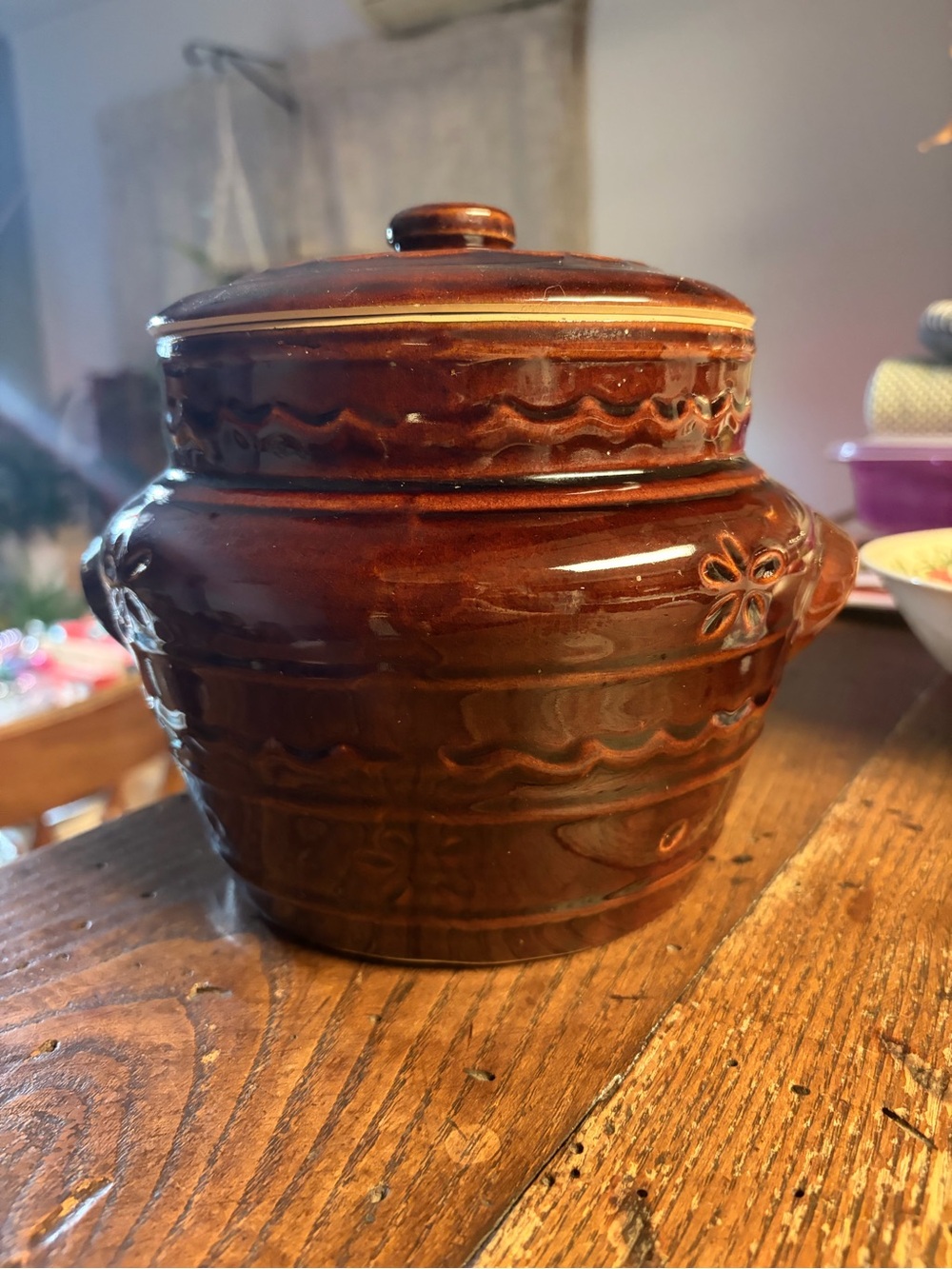 Marcrest Brown Ceramic Lidded Kitchen Crock